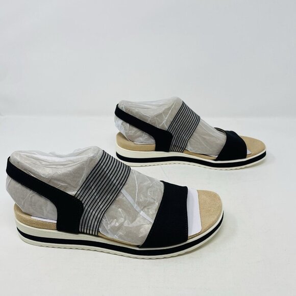 Lifestride Womens 8.5M Zing Round Open Toe Wedge Slingback Sandals in Black $69 - Picture 3 of 9